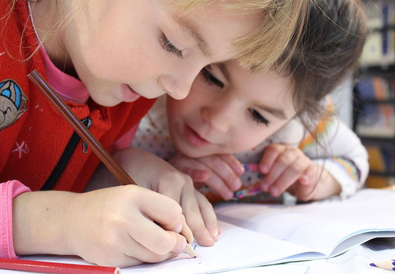 Reading Challenges - Girls Writing in Library